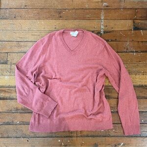 Vintage Banana Republic pink cotton, angora, cashmere blend v neck sweater